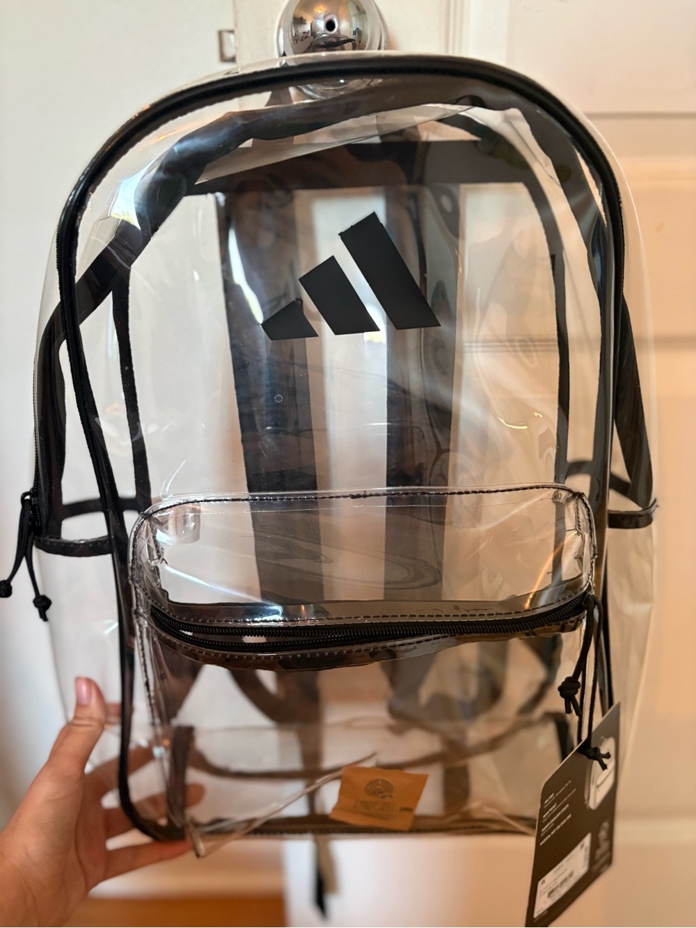 adidas Transparent Backpack with Black Trim and Logo